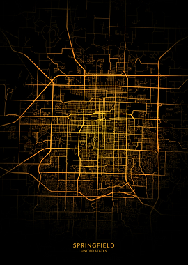 Springfield City Map Gold