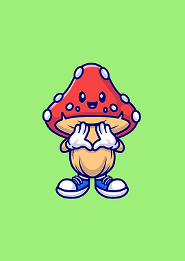 Happy cute mushroom