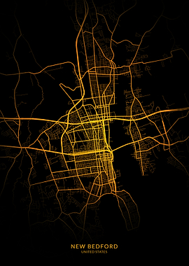 New Bedford City Map Gold