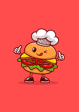 Cute burger chef