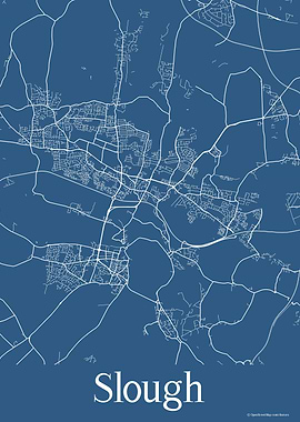 Slough UK Blue Map