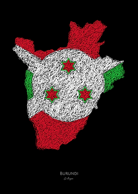 Burundi Gitega Flag Map