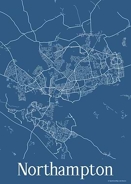 Northampton UK Blue Map