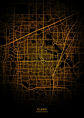 Plano City Map Gold