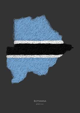 Botswana Gaborone Flag Map