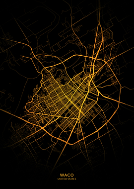 Waco City Map Gold