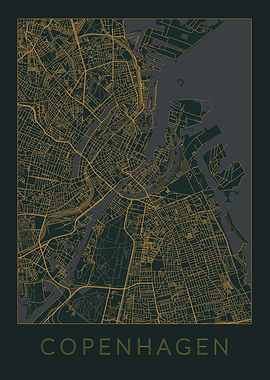 Copenhagen Gray Orange Map