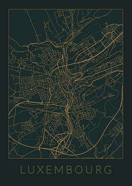 Luxembourg Gray Orange Map