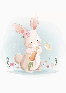 Cute Bunny and Carrot
