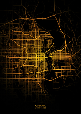 Omaha City Map Gold