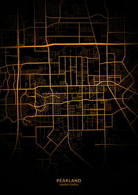 Pearland City Map Gold