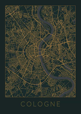 Cologne Gray Orange Map