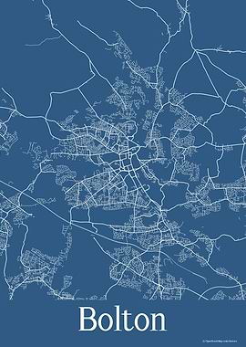 Bolton UK Blue Map