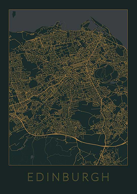 Edinburgh Gray Orange Map