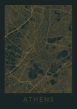 Athens Gray Orange Map