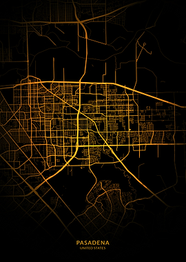 Pasadena City Map Gold