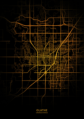 Olathe City Map Gold