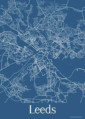 Leeds UK Blue Map