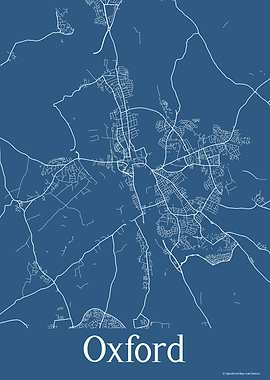 Oxford UK Blue Map