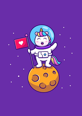 unicorn astronaut holding