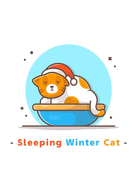 Cat sleeping in winter