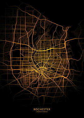 Rochester City Map Gold