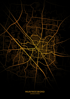 Murfreesboro City Map Gold