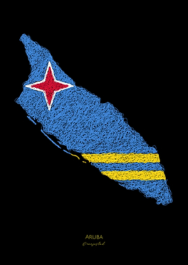 Aruba Flag Map Country Cup