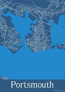 Portsmouth UK Blue Map