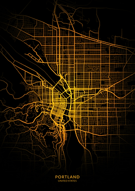 Portland City Map Gold