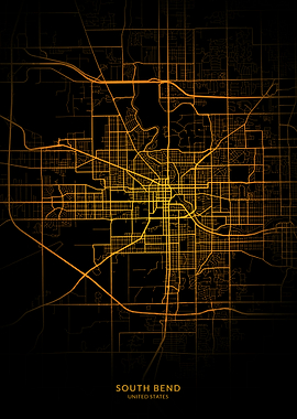 South Bend City Map Gold