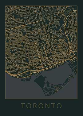 Toronto Gray Orange Map