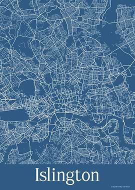 Islington UK Blue Map