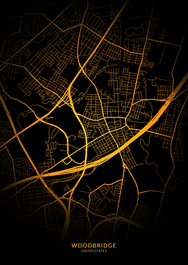 Woodbridge City Map Gold
