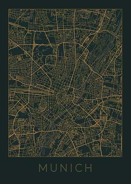 Munich Gray Orange Map