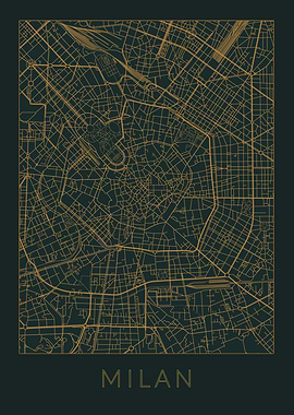 Milan Gray Orange Map