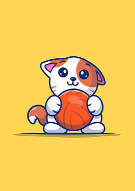 Cat playing ball