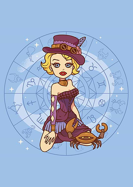 Steampunk pin up zodiac