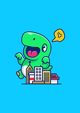 Angry dinosaur destroy