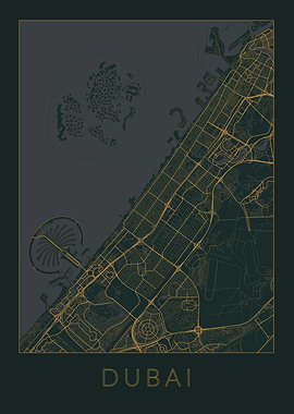 Dubai Gray Orange Map