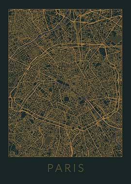 Paris Gray Orange Map
