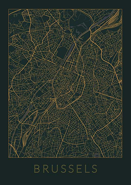 Brussels Gray Orange Map