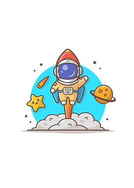 Cute astronaut flying