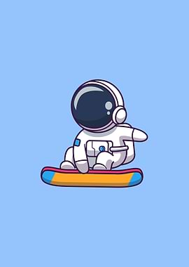 Astronaut surfing on moon