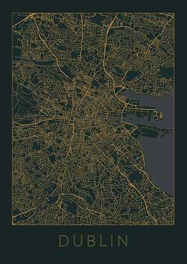 Dublin Gray Orange Map