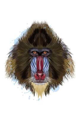 Monkey mandrill head
