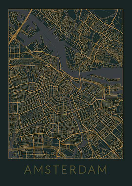 Amsterdam Gray Orange Map