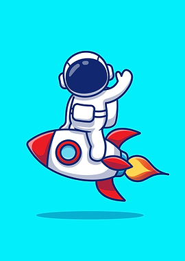 astronaut riding rocket