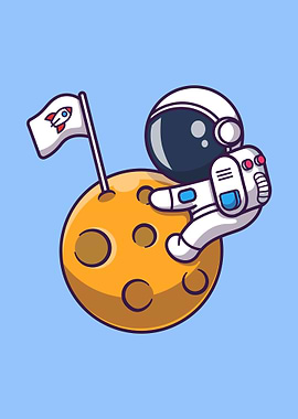 Cute astronaut on moon