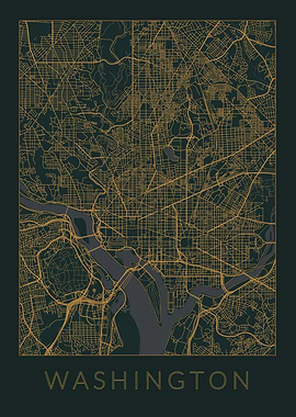 Washington Gray Orange Map